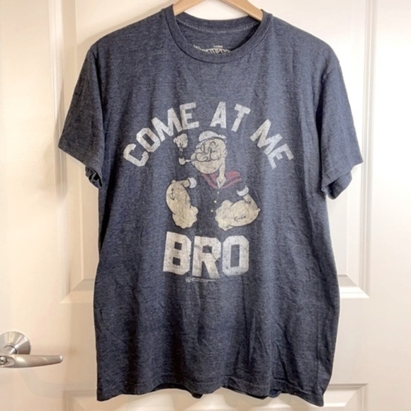 SAVVY | MEN’S POPEYE “COME AT ME BRO” FADED DARK GRAY SHIRT SIZE LARGE - Picture 3 of 5